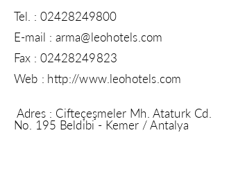 Leo Hotels Arma iletiim bilgileri